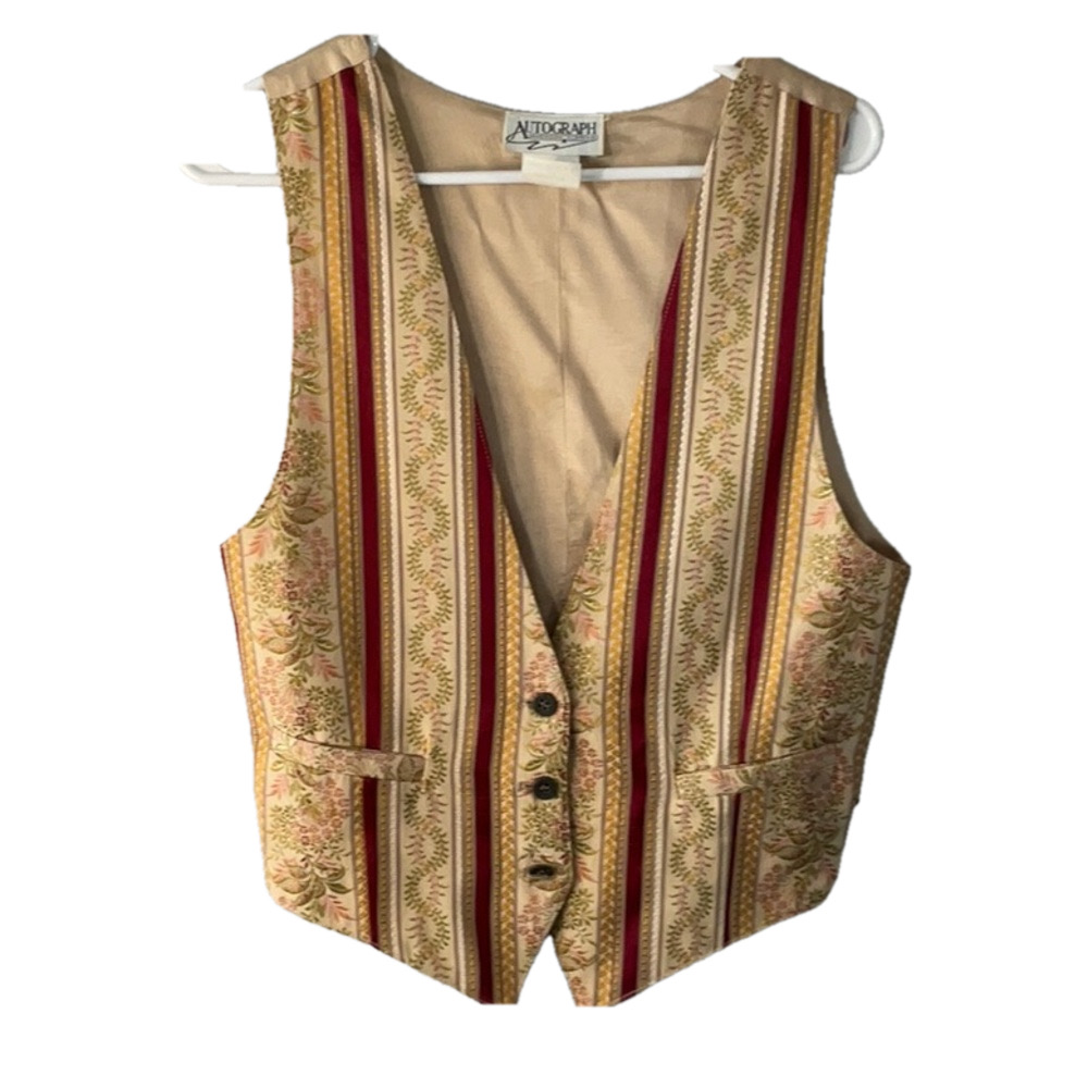 Autograph Striped Vest with Red and Gold Accents